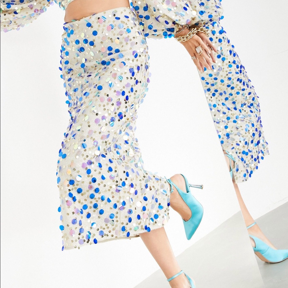 NWT ASOS paillette sequin midi skirt sparkle glitter glamorous